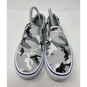 Womens Camo Slip On Vans Size 8 Gray White Black